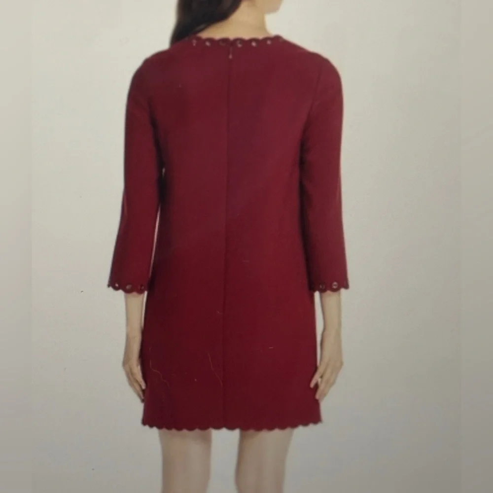 Kate Spade burgundy scalloped grommet dress 8